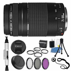 Teds EF 75-300mm Telephoto Zoom Lens Camera Accessory Bundle with Filters